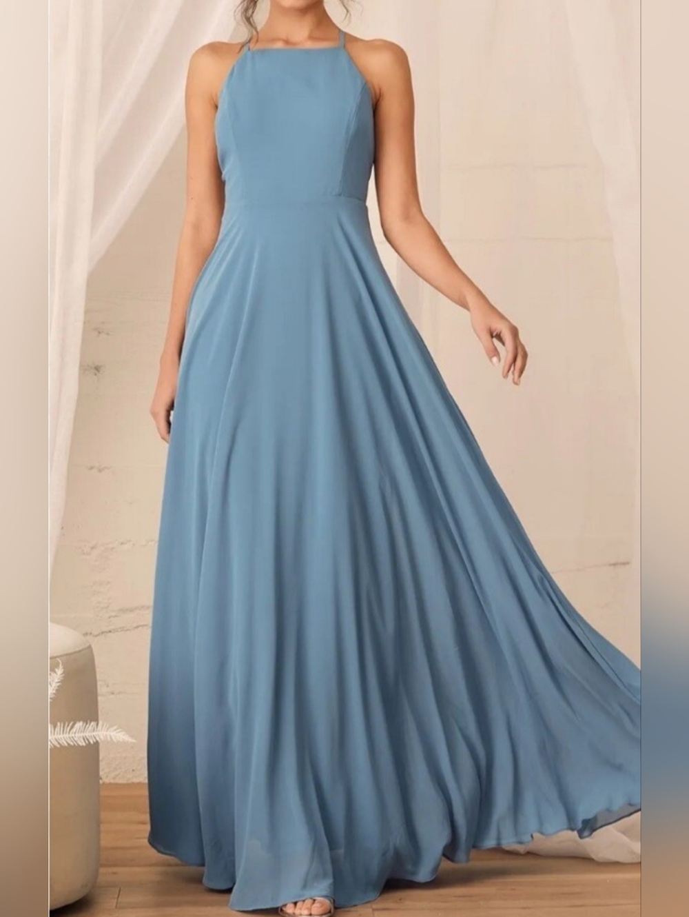 Lulu's Sky Blue Mythical Spaghetti Strap A-Line Dress